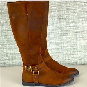 Franco Sarto Suede Cognac brown high knee boots
